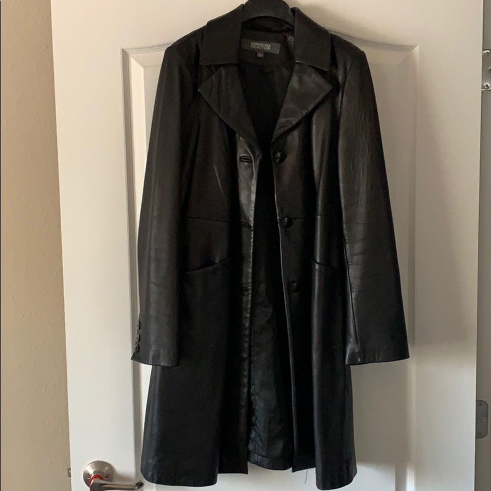 Kenneth Cole REACTION Mid-Length Leather Coat